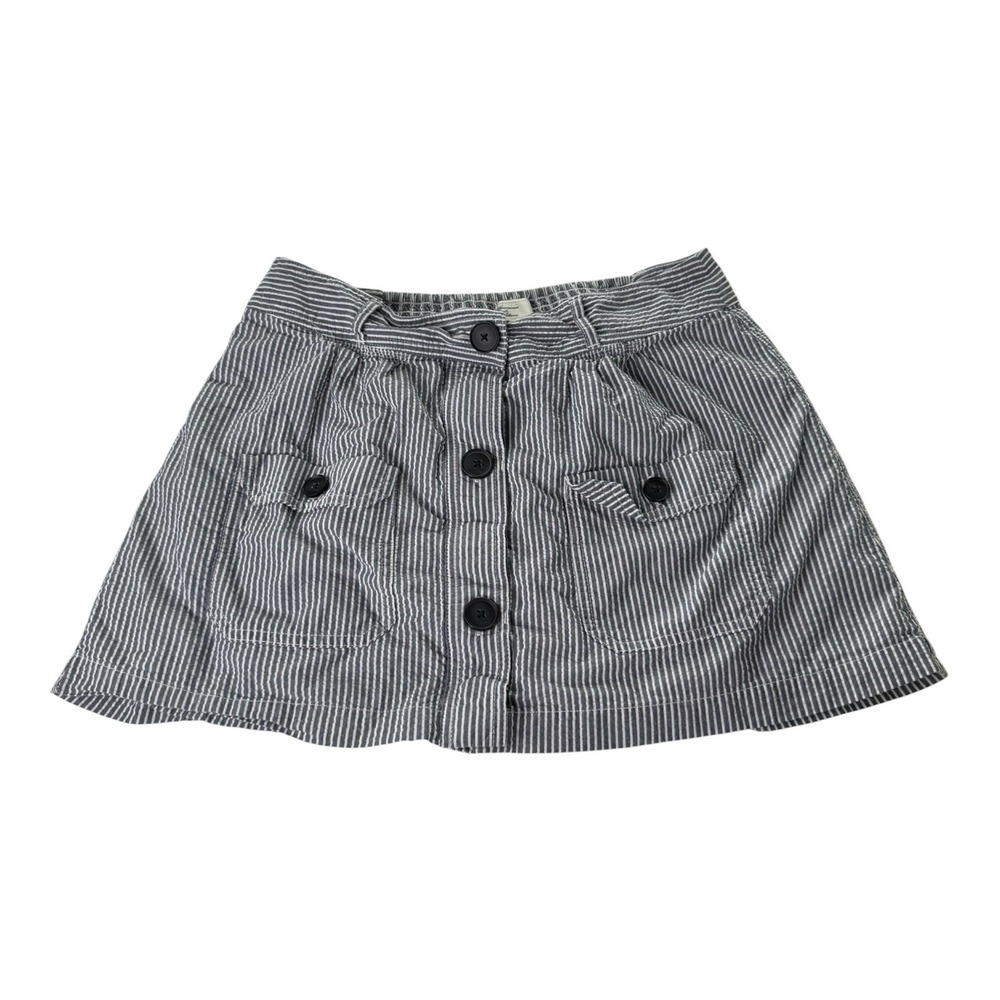 American Eagle Outfitters Gray White Striped Button Front Mini Skirt Size Small